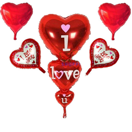 5 PCS RED I LOVE YOU FOIL SET